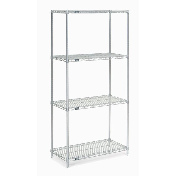 Nexel Nexelate Wire Shelving Starter Unit, Silver Epoxy, 60W x 18D x 86H 18608EP - main